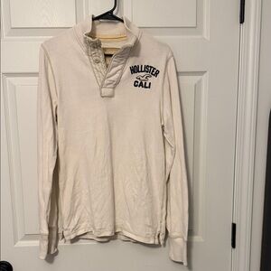 Hollister Off-White Long Sleeve Polo